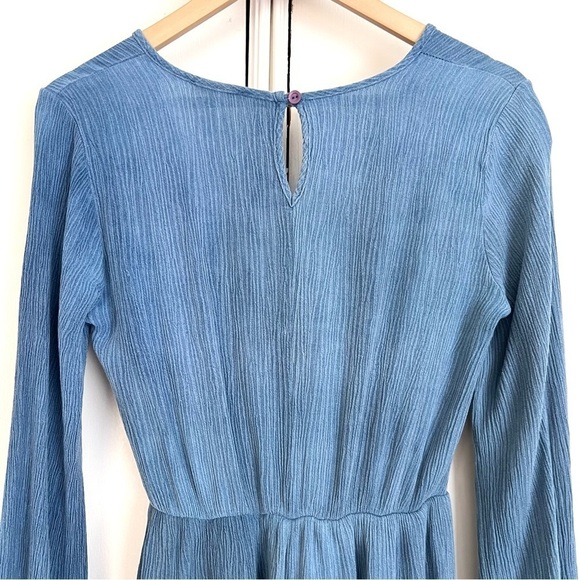 Altar’D State Long Sleeve Romper Dusty Blue V-neck Size Medium Festival Bohemian - Picture 6 of 8